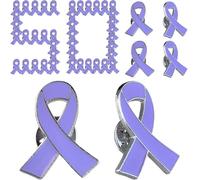 Crategurus Co. Lavender Purple Cancer Awareness Ribbons Enamel Lapel Pins Bulk 50 Pcs World Cancer Day Awareness Items