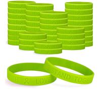 CrateGurus Co. Lime Green Ribbon 50 Pcs Silicone Bracelets Bulk Childhood Mental Health Awareness Products Dysthymic Disorder Lymphoma Lyme Disease Awareness Rubber Bracelets