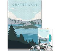 Crater Lake Jigsaw Puzzles 1000 Pieces for Adults Teens,Staycation Kill Time with Fully Interlocking Randomly Shaped Pieces 38x26cm