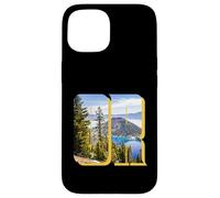 Crater Lake Landscape Inside Bold Letters OR Oregon Hiking Case for iPhone 15