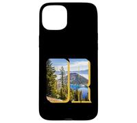 Crater Lake Landscape Inside Bold Letters OR Oregon Hiking Case for iPhone 15 Plus