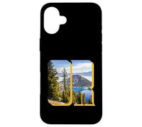 Crater Lake Landscape Inside Bold Letters OR Oregon Hiking Case for iPhone 16 Plus