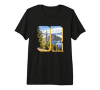 Crater Lake Landscape Inside Bold Letters OR Oregon Hiking Premium T-Shirt