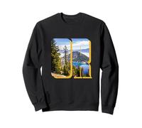 Crater Lake Landscape Inside Bold Letters OR Oregon Hiking Sweatshirt