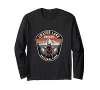 Crater Lake Oregon Bear and Axes Hiking Camping Nature Long Sleeve T-Shirt