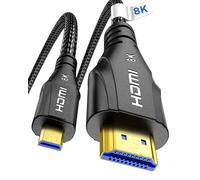 Cratree 8k Micro HDMI to HDMI Cable 3M, 8K@60hz, 4K@120hz, Micro HDMI Ultra High Speed Support HDR eARC Dolby Compatible with GoPro Hero 7 6 5 4,Raspberry Pi 4,Sony Camera,Nikon