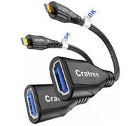 Cratree 8k Micro HDMI to HDMI Cable Adapter, Micro HDMI Male to HDMI Female Adapter Cable, 8K@60hz, 4K@120hz,Compatible with GoPro Hero 7 6 5 4,Raspberry Pi 4,Sony Camera,Nikon(20CM 2 pack)