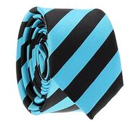 cravateSlim Black and Turquoise Blue stripes Skinny Tie