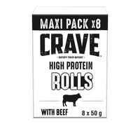 Crave Meaty Rolls 8 x 50 g Snacks, Dog Treats Beef with high Protein, Grain-free