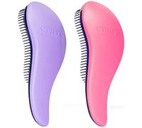 Crave Naturals Glide Detangler Hair Brush - Perfect for Curly Hair, Straight Hair, Wet or Dry, and a Great Stocking Filler - Detangle Hair Brush for Women, Men, and Kids - 2 Pack