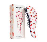 Crave Naturals Glide Thru Detangler Hair Brush, Brush for Wet, Dry, Curly, and Straight Hair - Detangler Brush - Detangle Hairbrush for Women, Adults & Kids - Pink Hearts