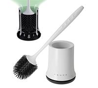 Crave Silicone Toilet Brush & Holder Set - Black, Flexible, Extra Long Handled Loo Brush for Bathroom & Toilet