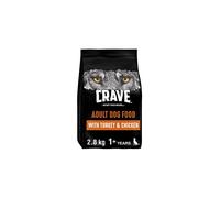 Crave Turkey & Chicken 3 x 2.8 kg Bags, Premium Adult Dry Dog Food with high Protein, Grain-free