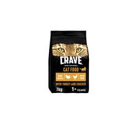 Crave Turkey & Chicken 7 kg Bag, Premium Adult Dry Cat Food with high Protein, Grain-free