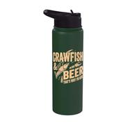 Crawfish and Beer That's Why I'm Here Funny Seafood Lobster Stainless Steel Insulated Water Bottle