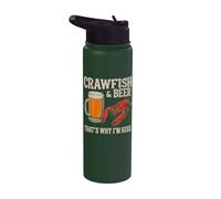 Crawfish and Beer That's Why I'm Here Funny Seafood Lobster Stainless Steel Insulated Water Bottle