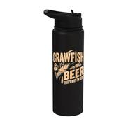 Crawfish and Beer That's Why I'm Here Funny Seafood Lobster Stainless Steel Insulated Water Bottle