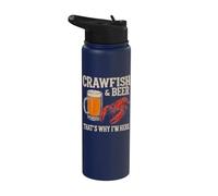 Crawfish and Beer That's Why I'm Here Funny Seafood Lobster Stainless Steel Insulated Water Bottle