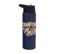 Crawfish and Beer That's Why I'm Here Funny Seafood Lobster Stainless Steel Insulated Water Bottle
