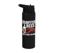 Crawfish and Beer That's Why I'm Here Funny Seafood Lobster Stainless Steel Insulated Water Bottle