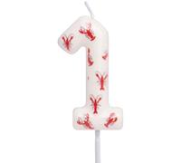 Crawfish Birthday Candles White and Red Seafood Themed 1st Cake Toppers Candle for Crawfish Boil Birthday Party Decorations Supplies