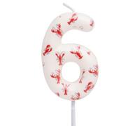 Crawfish Birthday Candles White and Red Seafood Themed 6th Cake Toppers Candle for Crawfish Boil Birthday Party Decorations Supplies