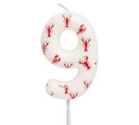 Crawfish Birthday Candles White and Red Seafood Themed 9th Cake Toppers Candle for Crawfish Boil Birthday Party Decorations Supplies