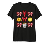 Crawfish Boil Red Gingham Bow Seafood Cookout Premium T-Shirt