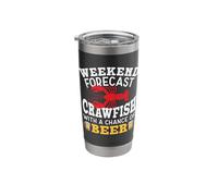 Crawfish Boil Weekend Forecast Crawfish and Beer Stainless Steel Insulated Tumbler