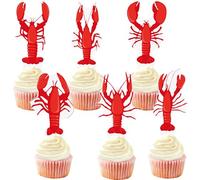 Crawfish Cupcake Toppers 24Pcs Crawfish Party Decorations Lobster Cupcake Toppers Crawfish Birthday Cake Decorations Lobster Cake Topper Picks for Under The Sea Animals Baby Shower Supplies