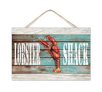 Crawfish Lobster Wooden Sign Seafood Shop Decor Rustic Solid Wood Signs Rustic Solid Wood Signs for Nursery Decor Bedroom 12x8in