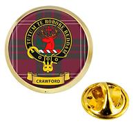 Crawford Scottish Clan Crest Lapel Pin Badge in Gold Colour Product Of Scotland
