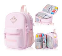 crawing Large Capacity Pencil Case, Mini Backpack Pencil Case, Pen Pouch Organizer with School Supplies for Student, Teen Girls, Adults (Pink)