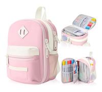crawing Large Capacity Pencil Case, Mini Backpack Pencil Case, Storage High Capacity Bag Pouch Holder Marker Pen Organizer, for Student, Teen Girls, Adults (Apricot Pink)