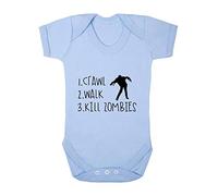 Crawl Walk Kill Zombies Baby Grow Vest, 0-3 Months, Pastel Blue