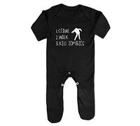 Crawl Walk Kill Zombies Baby Romper Jumpsuit with feet, 3-6 Months, Black