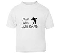 Crawl Walk Kill Zombies Short Sleeve Cotton Kids t Shirt, 2-3 Years, White