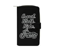Crawl Walk Ride Motocycle Long Purses for Women Leather Card Holder Mens Wallet Coin Purse