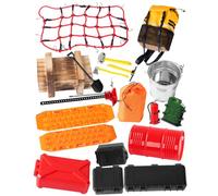 Crawler Car Decoration Mini Luggage Net/Simulation Decorative Package,Luggage,Sleeping Bag,Wood Box,Shovel,Fuel Tanks,Recovery Board, Toolbox for 1/10 TRX4 Axial SCX10 Vehicle Parts,Orange
