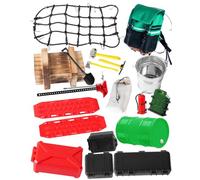 Crawler Car Decoration Mini Luggage Net/Simulation Decorative Package,Luggage,Sleeping Bag,Wood Box,Shovel,Fuel Tanks,Recovery Board, Toolbox for 1/10 TRX4 Axial SCX10 Vehicle Parts,Red