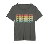 Crawley Retro Home Vintage City Hometown T-Shirt, Women's Plus, Asphalt Grey, 3X