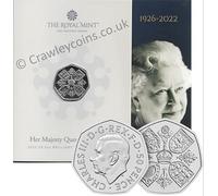 CrawleyCoins 2022 Queen Elizabeth II Memorial 50p Brilliant Uncirculated Coin Charles III Portrait Mint Sealed Pack