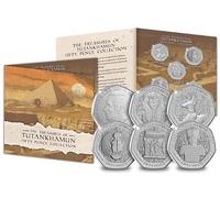 CrawleyCoins 2023 Isle of Man King Tutankhamun 50p Brilliant Uncirculated Coin Set