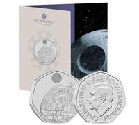CrawleyCoins 2024 08 Death Star UK 50p Brilliant Uncirculated Coin Mint Pack