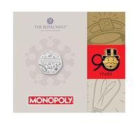 CrawleyCoins 2025 UK 90 Years of Monopoly Game 50p Brilliant Uncirculated Coin in Mint Sealed Pack