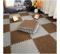 Crawling carpet Puzzle Foam Floor Mat 20 PCS Colorful Interlocking Carpet Tiles 30x30cm Cotton Linen Breathable Play Mat(Dark Gray+Dark Brown)
