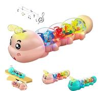 Crawling Caterpillar Toy with Light & Music, Caterpillar Design Tummy Time Toy, Glowing Interactive Crawling Toys with Sound, Learning Animal Developmental Gifts for Boys and Girls (#A)