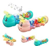 Crawling Caterpillar Toy with Light & Music, Caterpillar Design Tummy Time Toy, Glowing Interactive Crawling Toys with Sound, Learning Animal Developmental Gifts for Boys and Girls (2PCS)