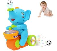Crawling Elephant Baby Toy，Musical Elephant Walking Toys with Sound & LED Lights,Playing Drum And Blowing Ball,Infant Tummy Time Toys Gifts for Boy Girl 6-12-18 Month 1-3 Year Old