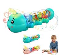 Crawling Toy, Caterpillar Design Tummy Time Toy with Light & Music & LED Lights, Musical Push and Pull Toys,Captivating Light and Sound Effects,Xmas Birthday New Year Gifts for Boys Girls (Green)
